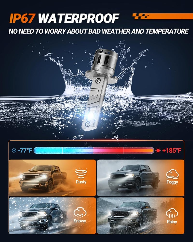 SEALIGHT مصابيح H1 مع ضوء أبيض 6500K، 40000LM ساطع للغاية، تصميم مصابيح ضباب صغيرة 1:1، توصيل وتشغيل في 3 دقائق، عبوة من 2 - Image 4